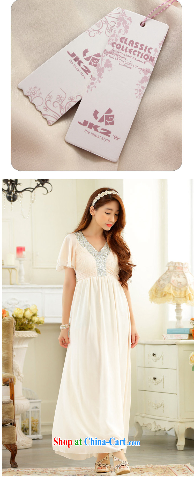 High-end atmosphere annual horn cuff, V collar long dress snow woven dresses JK 2 champagne color XXXL pictures, price, brand platters! Elections are good character, the national distribution, so why buy now enjoy more preferential! Health