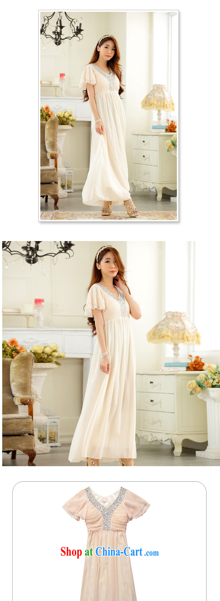 High-end atmosphere annual horn cuff, V collar long dress snow woven dresses JK 2 champagne color XXXL pictures, price, brand platters! Elections are good character, the national distribution, so why buy now enjoy more preferential! Health