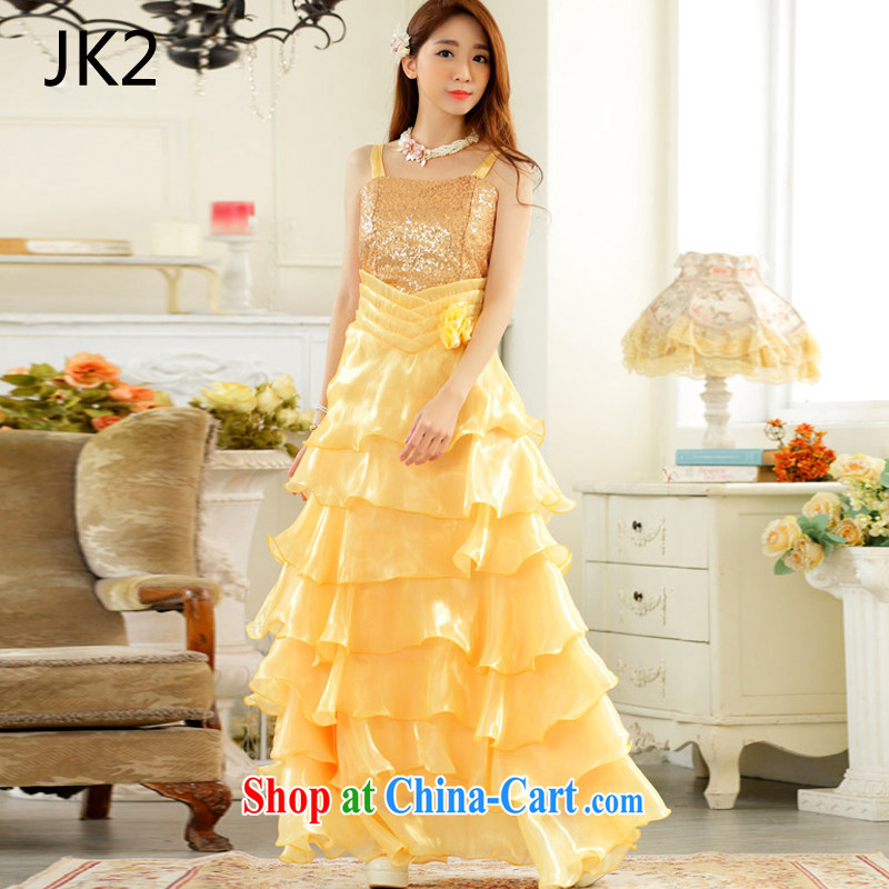 Show the eyes show skirt my store front skirt chaired the princess skirt straps long evening dress dresses JK 2 yellow XXXL