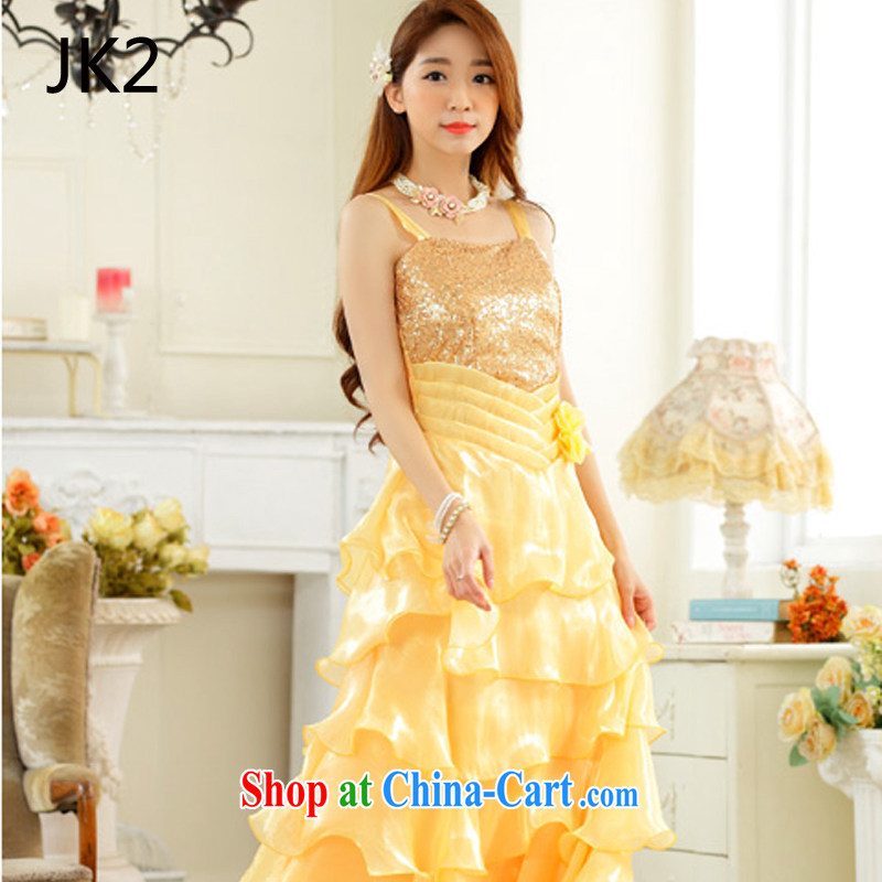 Show the eyes show skirts night reception presided over the skirt with Princess dress straps long evening dress dresses JK 2 yellow XXXL, JK 2. YY, shopping on the Internet