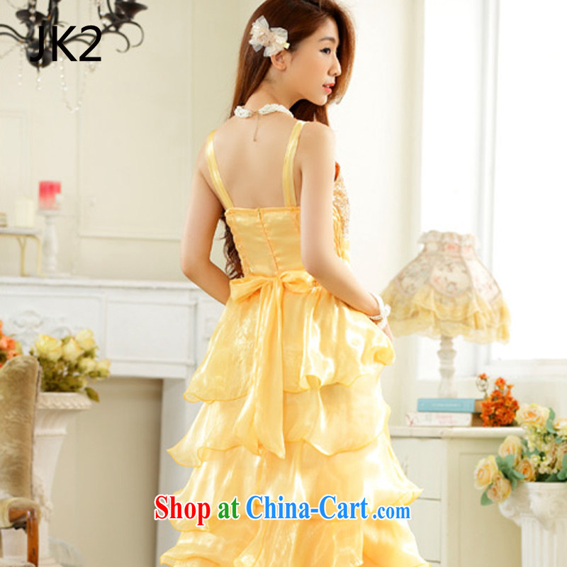 Show the eyes show skirts night reception presided over the skirt with Princess dress straps long evening dress dresses JK 2 yellow XXXL, JK 2. YY, shopping on the Internet