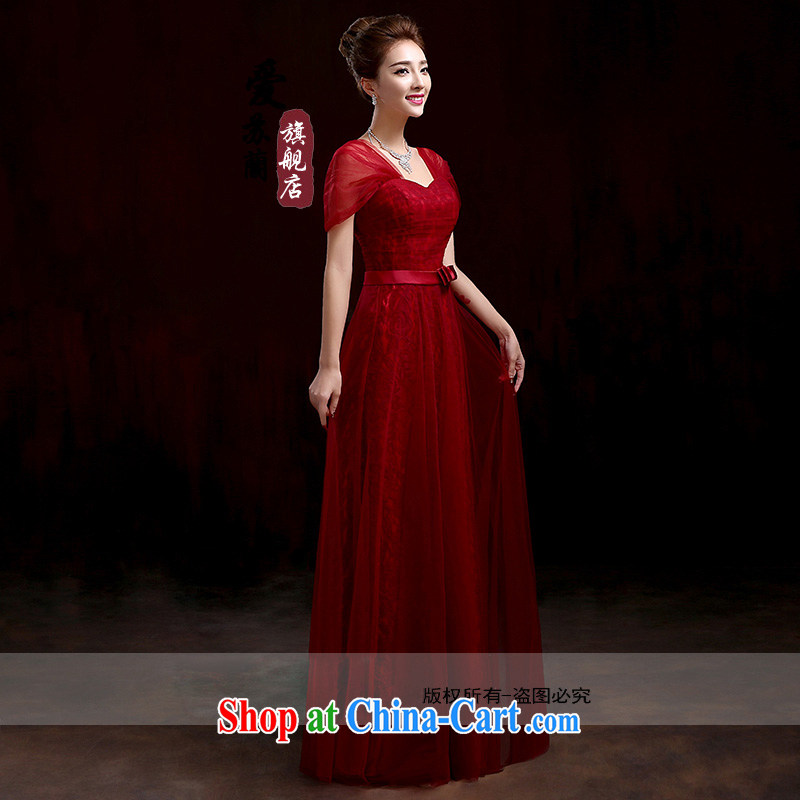 Marriages served toast wine red long dress New Beauty dress new Korean long red package shoulder high waist dress dark red XXXL so Balaam, shopping on the Internet