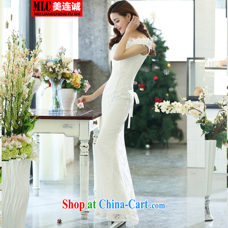 Even the US and 2015 new Korean fashion beauty dress marriages long bows service banquet moderator evening dress white S, the 1000 (BENQIAN), online shopping