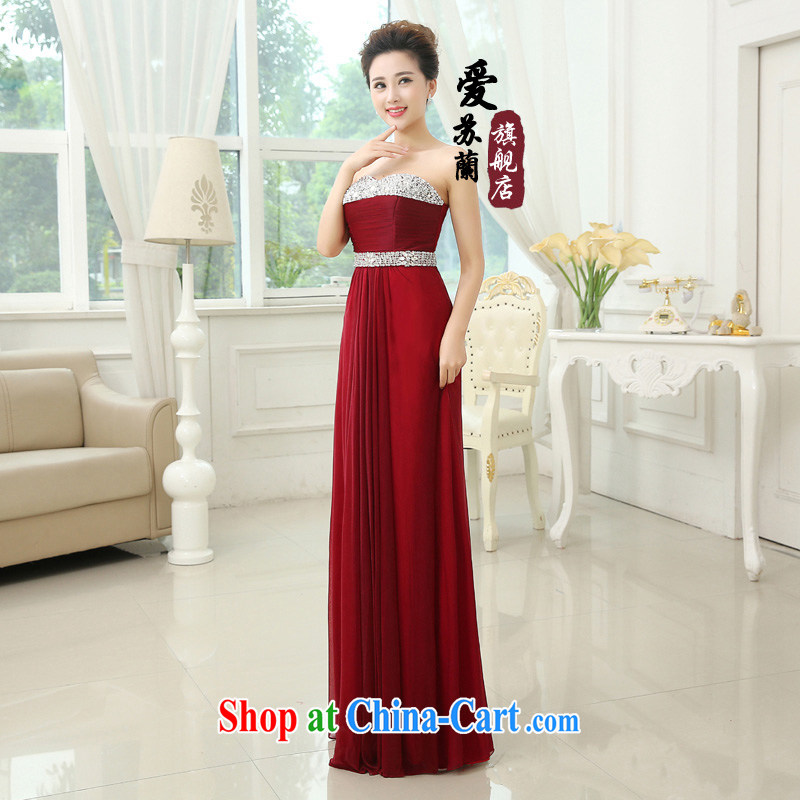 2015 New Long wedding dress wiped chest dress toast winter clothing winter pregnant fashion bridal evening dress dark red XXXL so Balaam, and shopping on the Internet