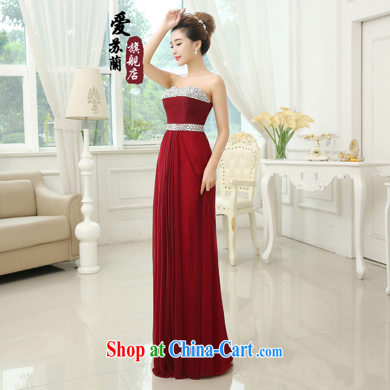 2015 New Long wedding dress wiped chest dress toast winter clothing winter pregnant fashion bridal evening dress dark red XXXL so Balaam, and shopping on the Internet