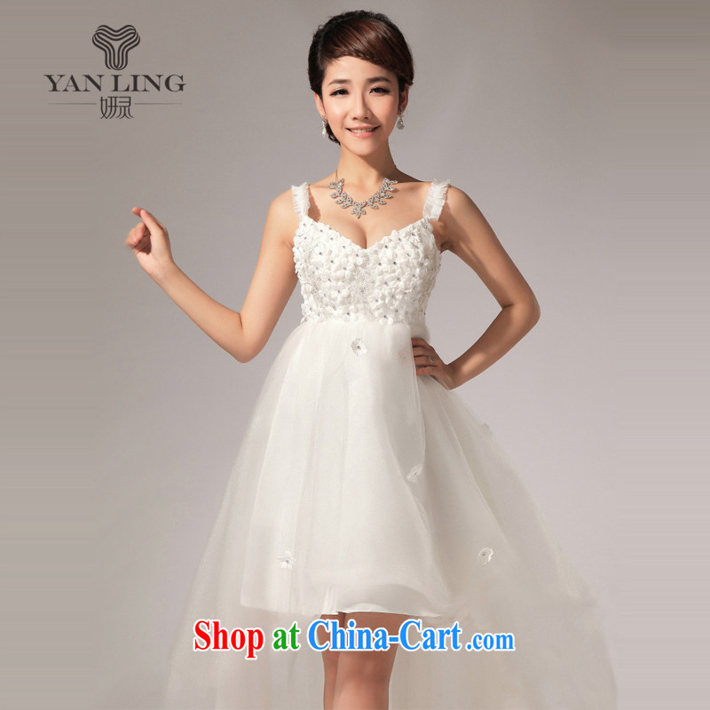 Her spirit wipe YANLING chest, short skirt is panelled drill bridesmaid dresses small lawn in front skirt short long LF 116 white XXL