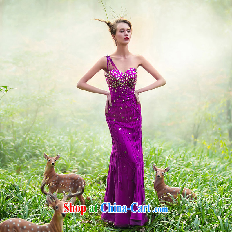The bride's wedding dresses 2015 Original Design purple dress, female luxury drilling 2219 purple L, the bride, shopping on the Internet