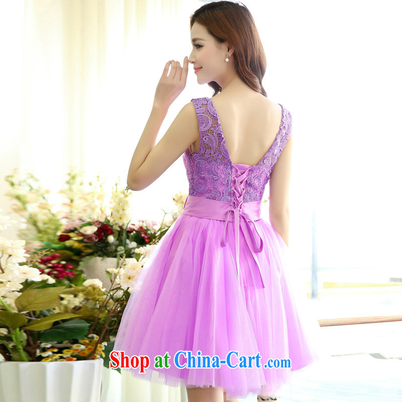 The double-wedding dresses 2015 new bridesmaid dress short, sweet bride shaggy dress bows bow-tie sexy dress purple S, 1000 (BENQIAN), shopping on the Internet