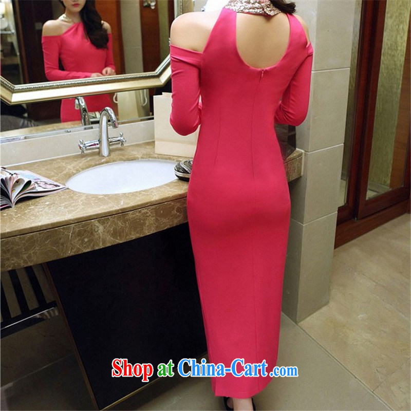 Connie, Texas real-time concept 2015 new sexy name-yuan-language also empty your shoulders long-sleeved the forklift truck package and dress dress long skirt rose red L, Connie, Texas, shopping on the Internet