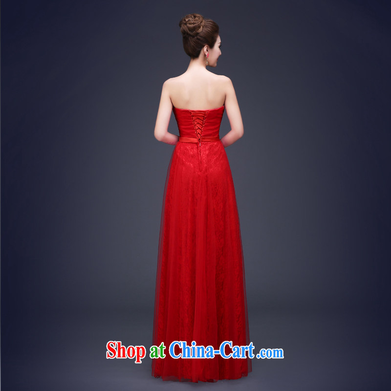 Honey, bride bridal dresses 2015 New Long bows, serving modern Korean version binding with bare chest lace evening dress uniform the girls red L, honey, bride, shopping on the Internet