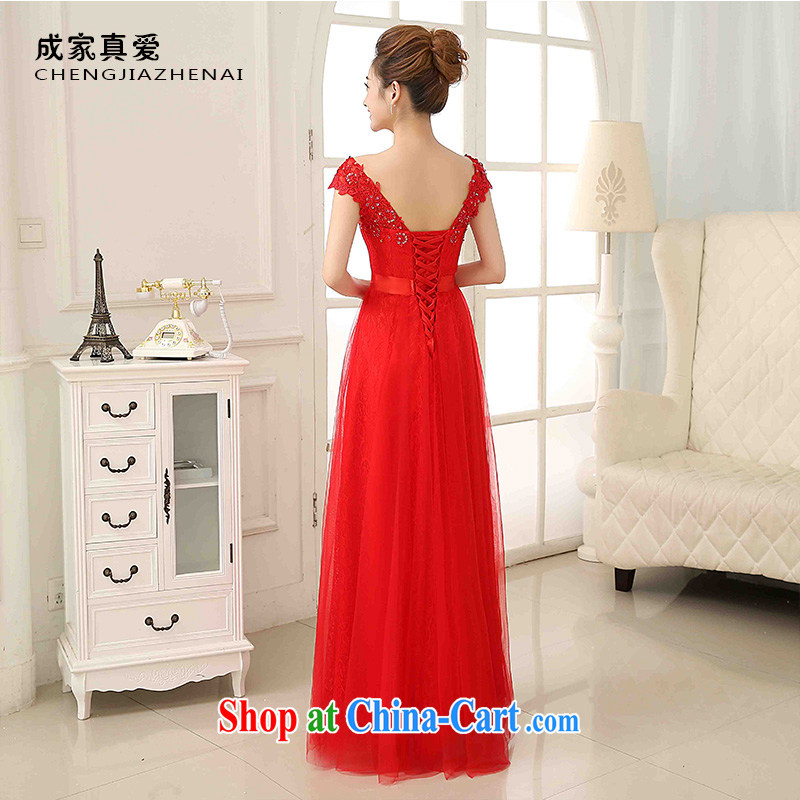 married love toast Service Bridal Fashion 2015 new wedding dresses the Field shoulder Deep V collar long marriage dress autumn and winter red XXL, married love, shopping on the Internet