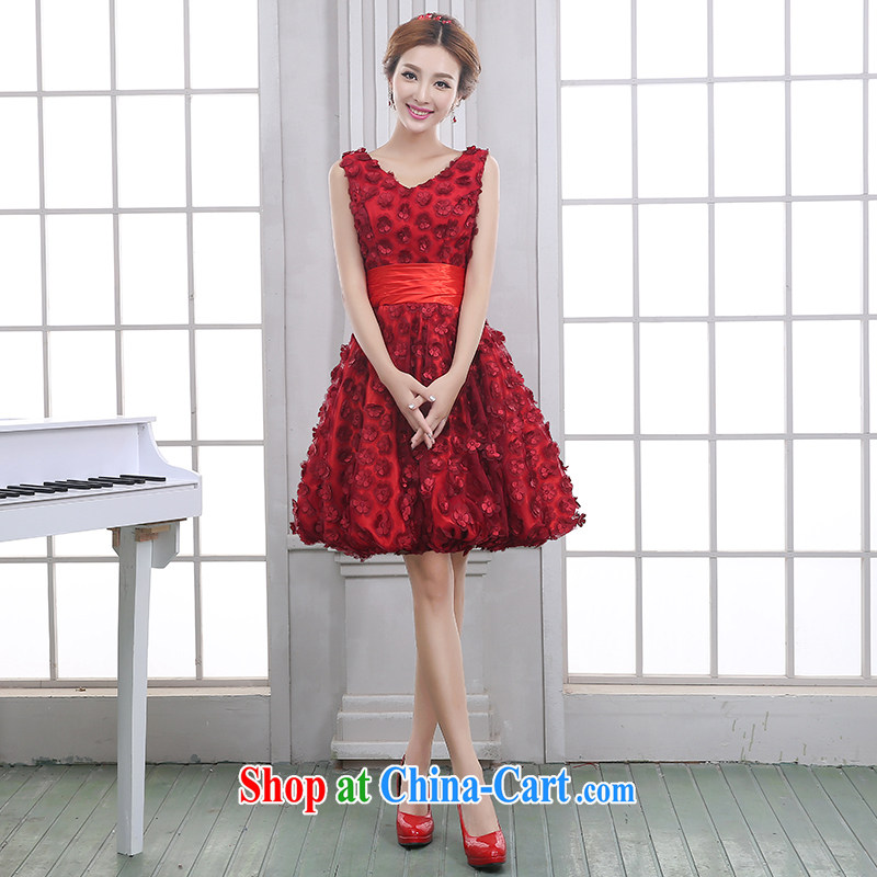 Marriage true love bridal toast serving red married 2014 New Field shoulder small dress wedding banquet dress autumn and winter, short red M, married love, shopping on the Internet
