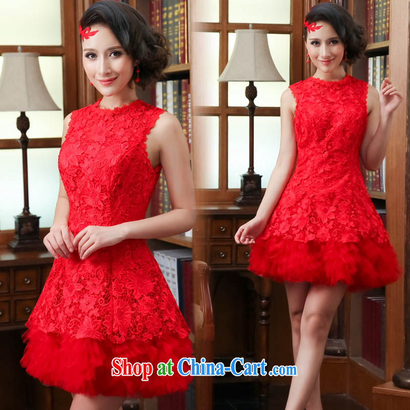 married love 2014 new larger Winter Package and short, double-shoulder the shoulder the Show bridesmaid bridal dinner with small dress red XL family love, shopping on the Internet