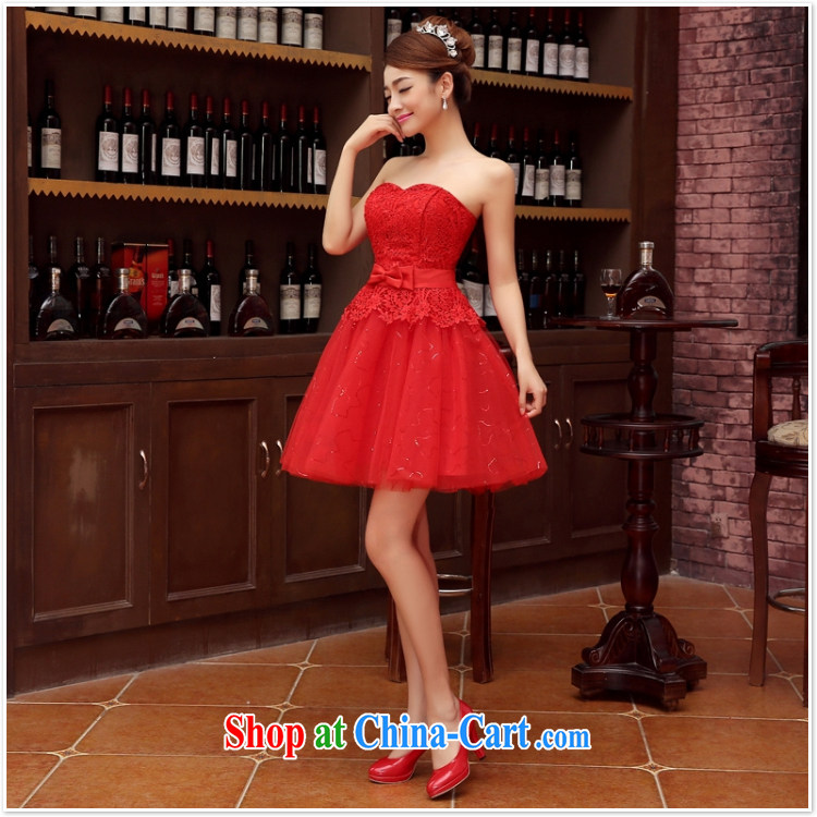 bridesmaid dress 2015 autumn and winter, new bride's bare chest lace dress red bow-tie bows clothes dress pale yellow XL pictures, price, brand platters! Elections are good character, the national distribution, so why buy now enjoy more preferential! Health