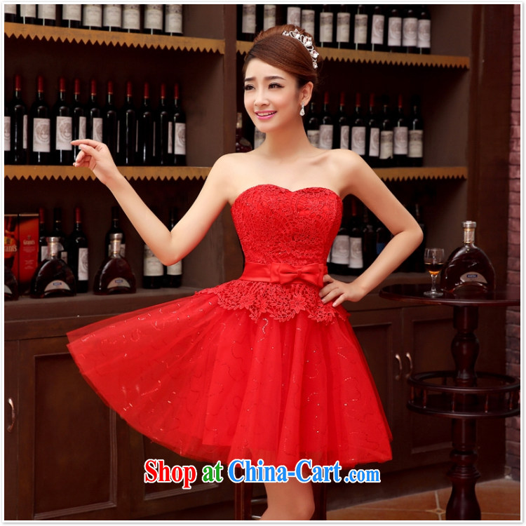 bridesmaid dress 2015 autumn and winter, new bride's bare chest lace dress red bow-tie bows clothes dress pale yellow XL pictures, price, brand platters! Elections are good character, the national distribution, so why buy now enjoy more preferential! Health