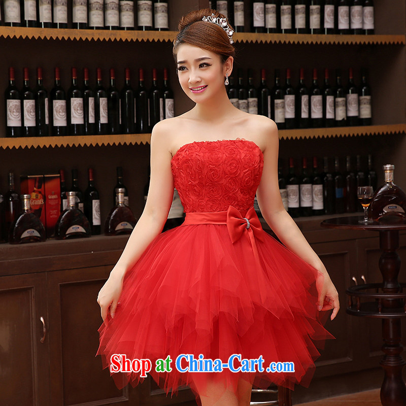Her spirit marriage wedding dresses short bridesmaid mission the marriage tie short Evening Dress wedding dress small red M