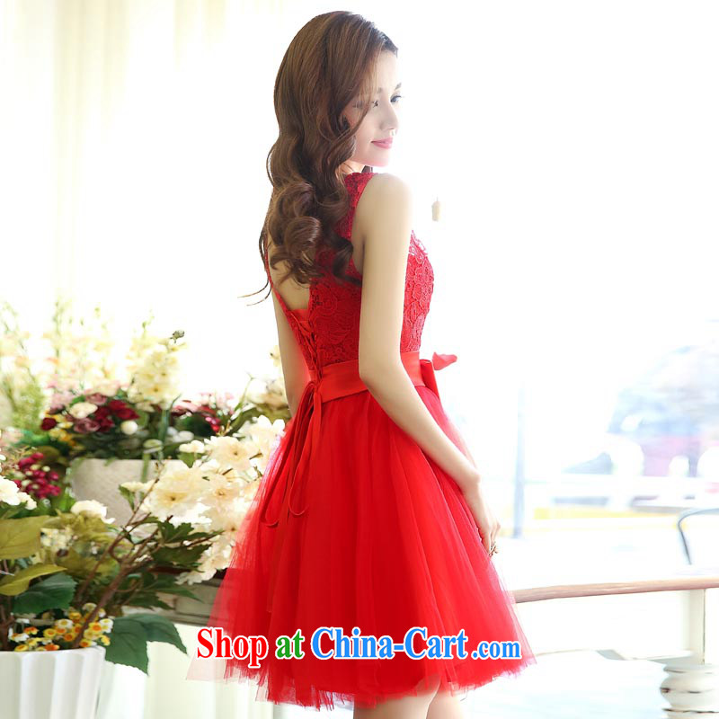 Air Shu Diane 2015 New Red bridal lace wedding dresses marriage small dress cheongsam short bows service bridesmaid with red XL, aviation Shu Diane, shopping on the Internet
