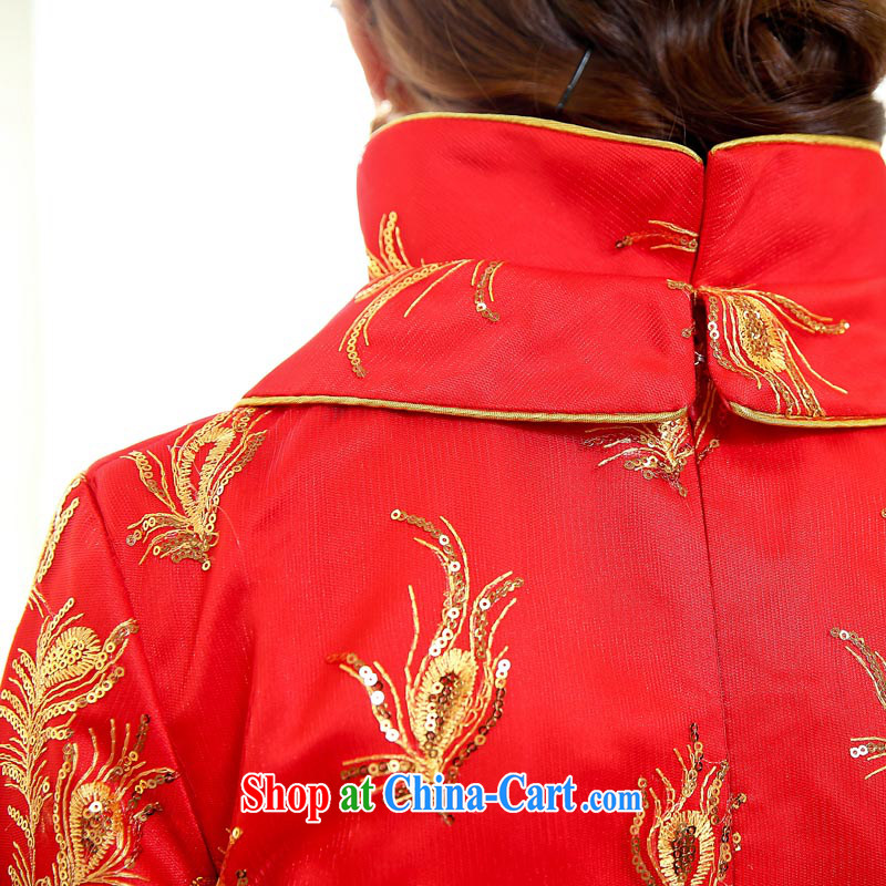 L'Occitane aviation Diane 2015 spring new Chinese Winter winter clothing winter, red bridal wedding dress marry Yi long-sleeved cotton robes bows service 1509 red S. Shu Diane, shopping on the Internet