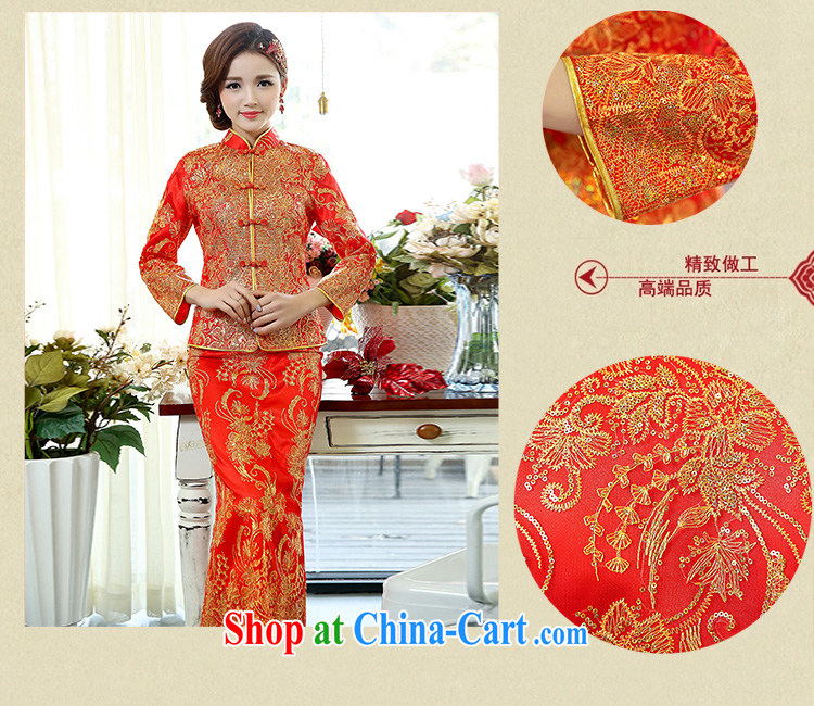Air Shu Diane 2015 spring new red long-sleeved bridal spring wedding toast wedding long cotton dresses girls dresses use phoenix picture color M pictures, price, brand platters! Elections are good character, the national distribution, so why buy now enjoy more preferential! Health