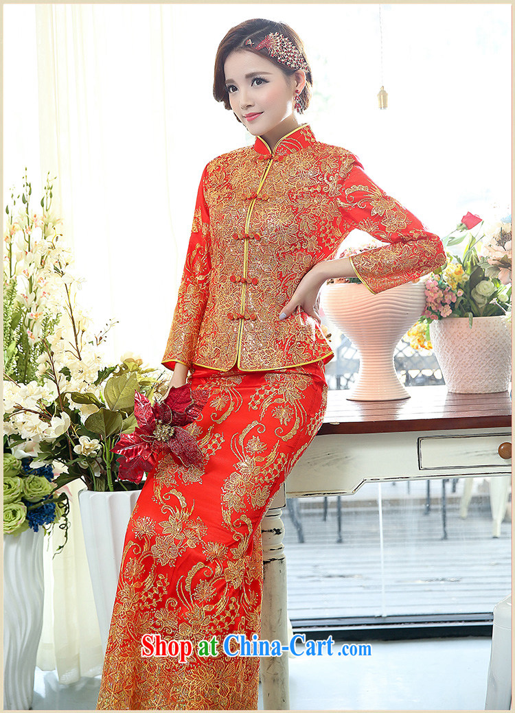Air Shu Diane 2015 spring new red long-sleeved bridal spring wedding toast wedding long cotton dresses girls dresses use phoenix picture color M pictures, price, brand platters! Elections are good character, the national distribution, so why buy now enjoy more preferential! Health