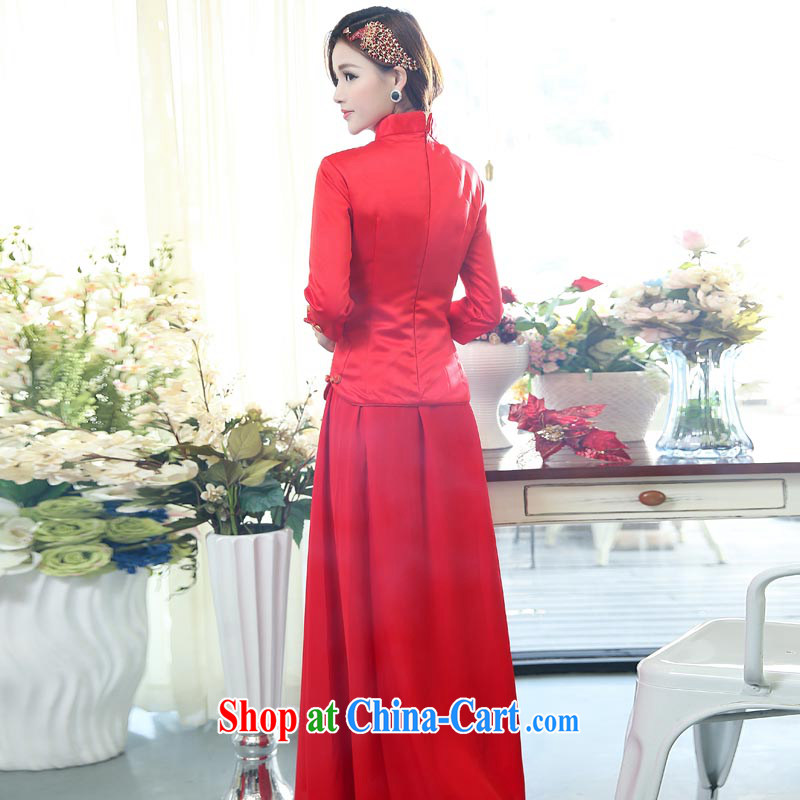 Air Shu Diane 2015 spring new toast service bridal dresses with wedding dress long red lace retro autumn and winter-su Wo service 1506 photo color XXXL, aviation Shu Diane, shopping on the Internet