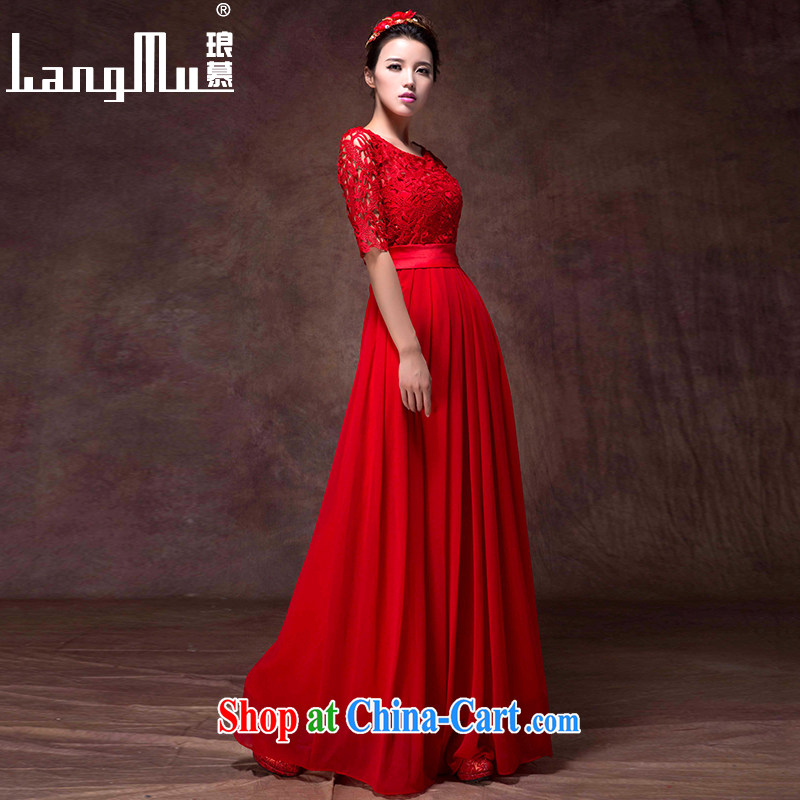 In Luang Prabang in 2015 of new dress a field package shoulder Korean version 7 sub-cuff lace beauty video slim, dress uniform toasting red high-end custom, Luang Prabang, and shopping on the Internet