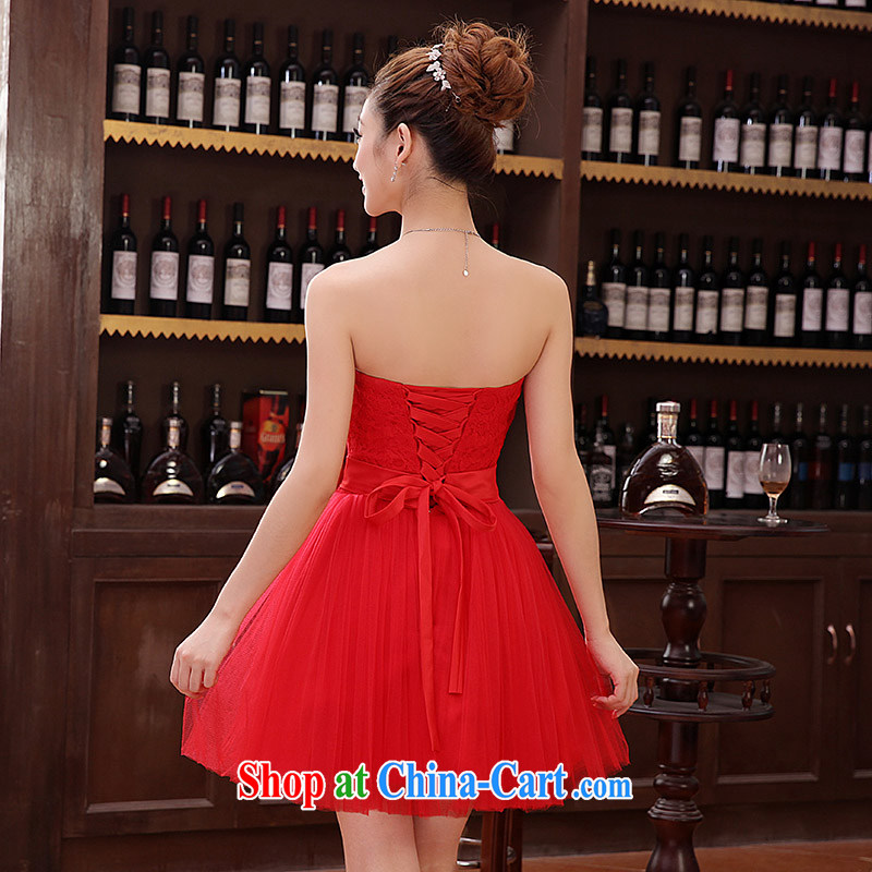 New 2014 short, princess fall and winter bridesmaid Evening Dress winter banquet hosted annual small dress red M, her spirit, and shopping on the Internet