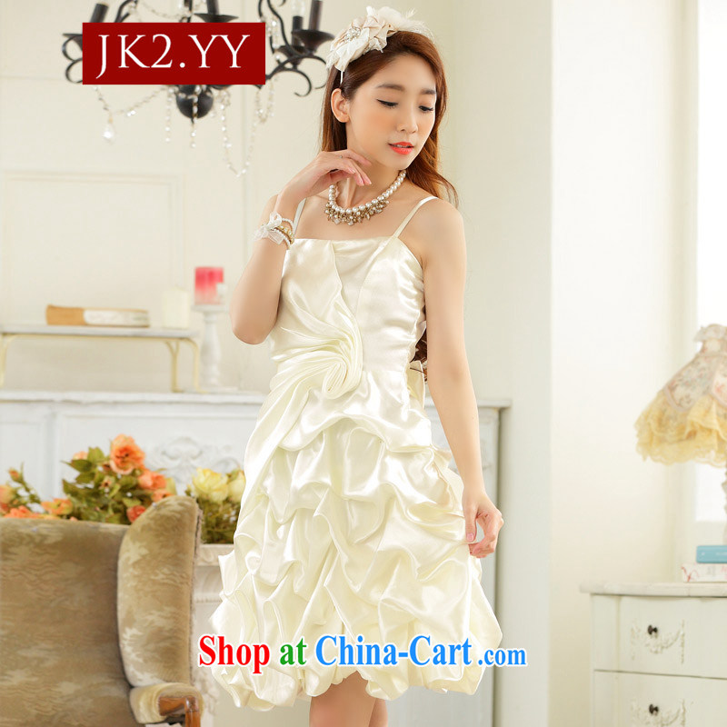 2 JK Korean fashion Evening Dress straps the wrinkles show dress bridesmaid dress lantern skirt the small dress dress white XXXL