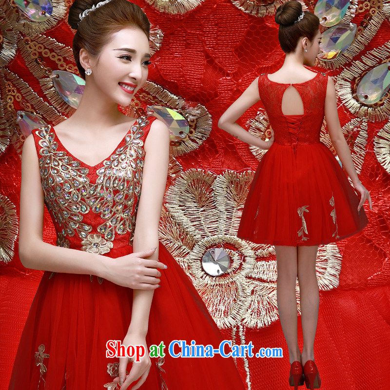 A good service is 2015 New Red bridal banquet Annual Meeting Small dress short wedding toast clothing Evening Dress red 2 XL