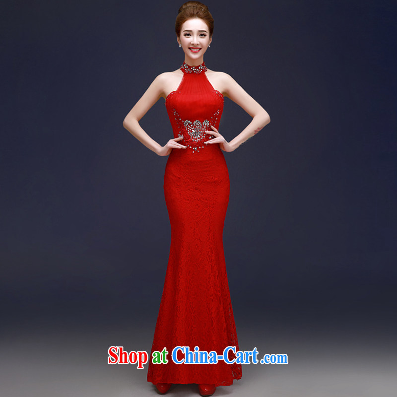 A good service is 2015 spring New Red bridal wedding dress Annual Meeting banquet moderator evening dress at Merlion red L, good service, and, shopping on the Internet