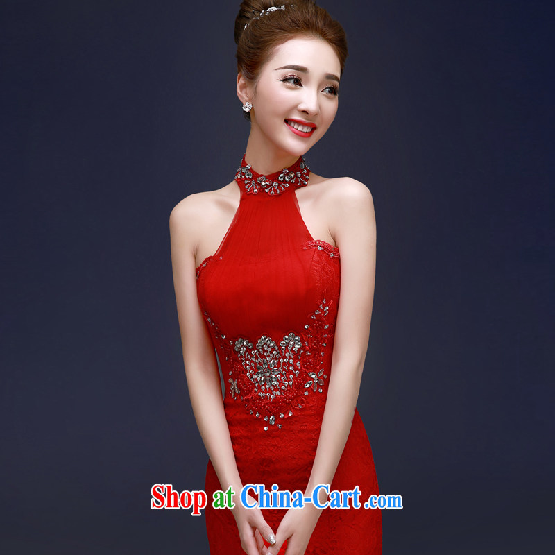 A good service is 2015 spring New Red bridal wedding dress Annual Meeting banquet moderator evening dress at Merlion red L, good service, and, shopping on the Internet