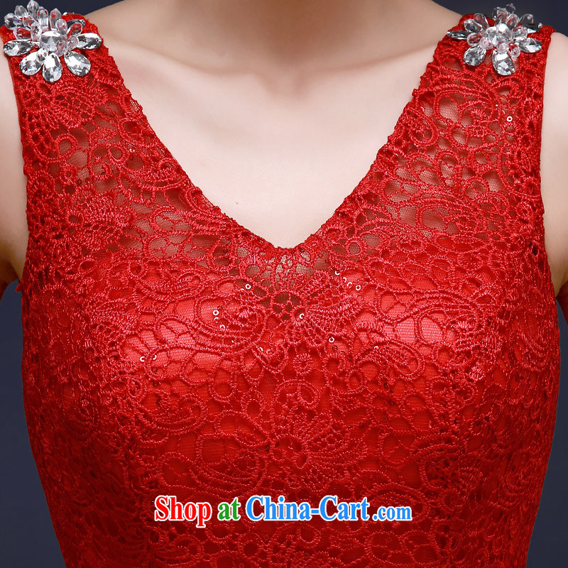 A good service is 2015 New red evening dress bridal beauty Openwork lace wedding dress long serving toast red 2 XL, good service, and shopping on the Internet