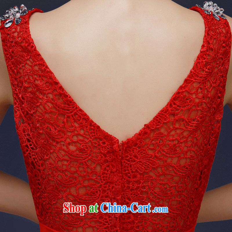 A good service is 2015 New red evening dress bridal beauty Openwork lace wedding dress long serving toast red 2 XL, good service, and shopping on the Internet