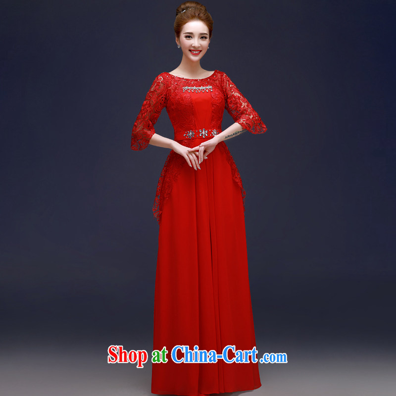 A good service is 2015 New Red bridal Evening Dress stylish beauty wedding dress Openwork lace bows serving red 2 XL, good service, and shopping on the Internet