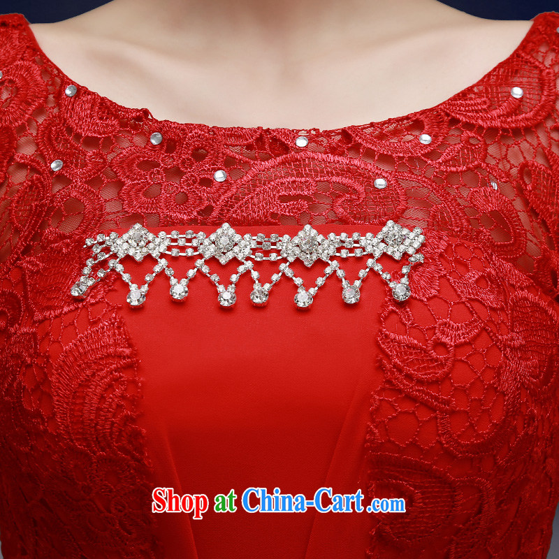 A good service is 2015 New Red bridal Evening Dress stylish beauty wedding dress Openwork lace bows serving red 2 XL, good service, and shopping on the Internet