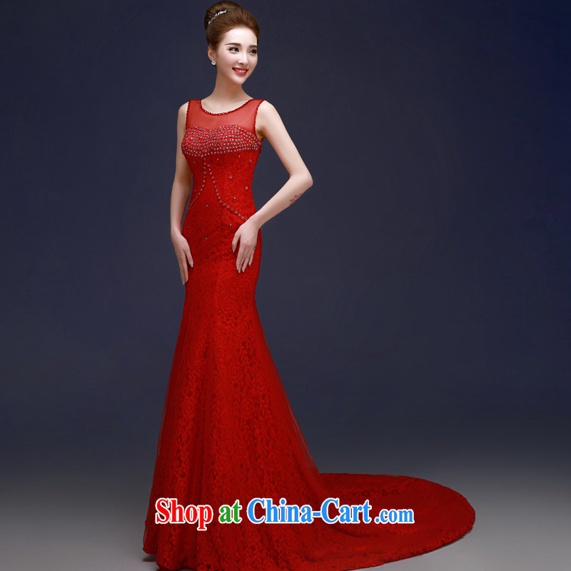 A good service is 2015 spring and fall new bride wedding banquet annual meeting moderator long-tail dress skirt red XL, good service, and, on-line shopping