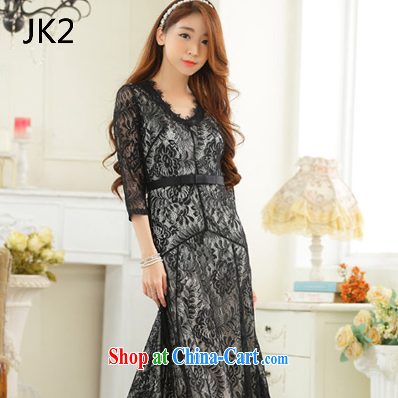 High-end lace sexy V collar, long sleeves, the dress code dress JK 2 9731 black XXXL, JK 2. YY, shopping on the Internet