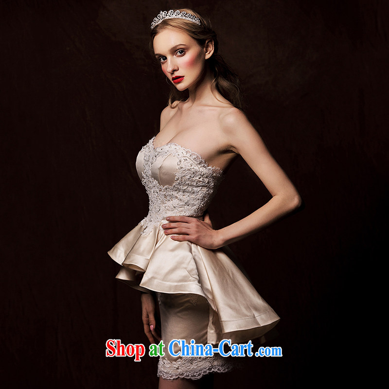 The wedding dresses new 2015 spring and winter if Mary Magdalene poems chest lace color short dress bridesmaid serving champagne color L, AIDS, and shopping on the Internet