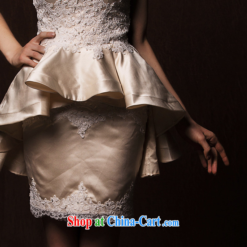 The wedding dresses new 2015 spring and winter if Mary Magdalene poems chest lace color short dress bridesmaid serving champagne color L, AIDS, and shopping on the Internet