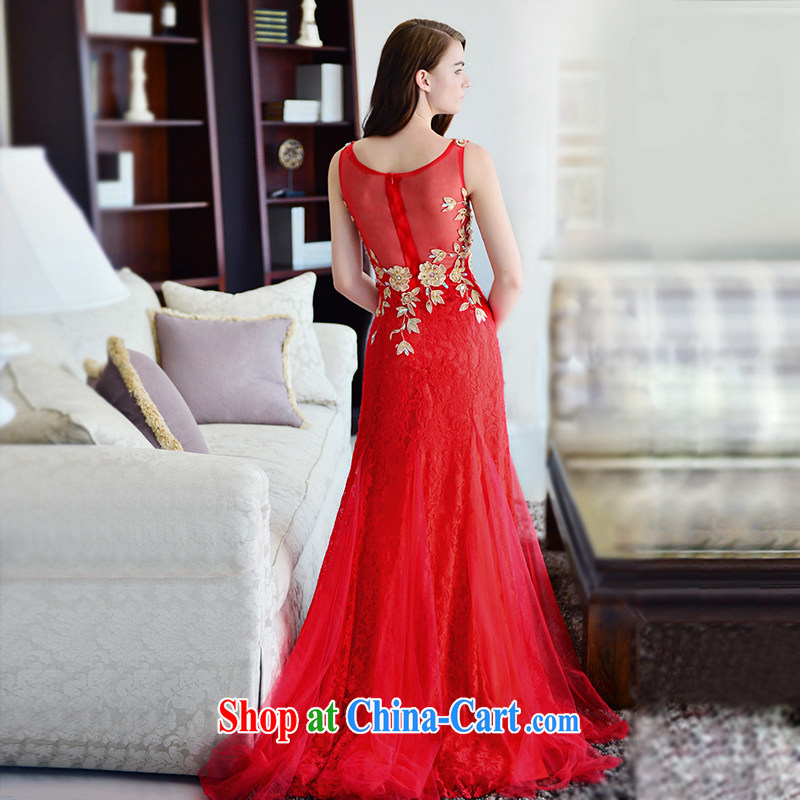 Full court, new 2015 red long V collar embroidery upscale bridal toast in winter clothing for wedding dress at Merlion red tail 15 CM 173 - M, garden, and shopping on the Internet
