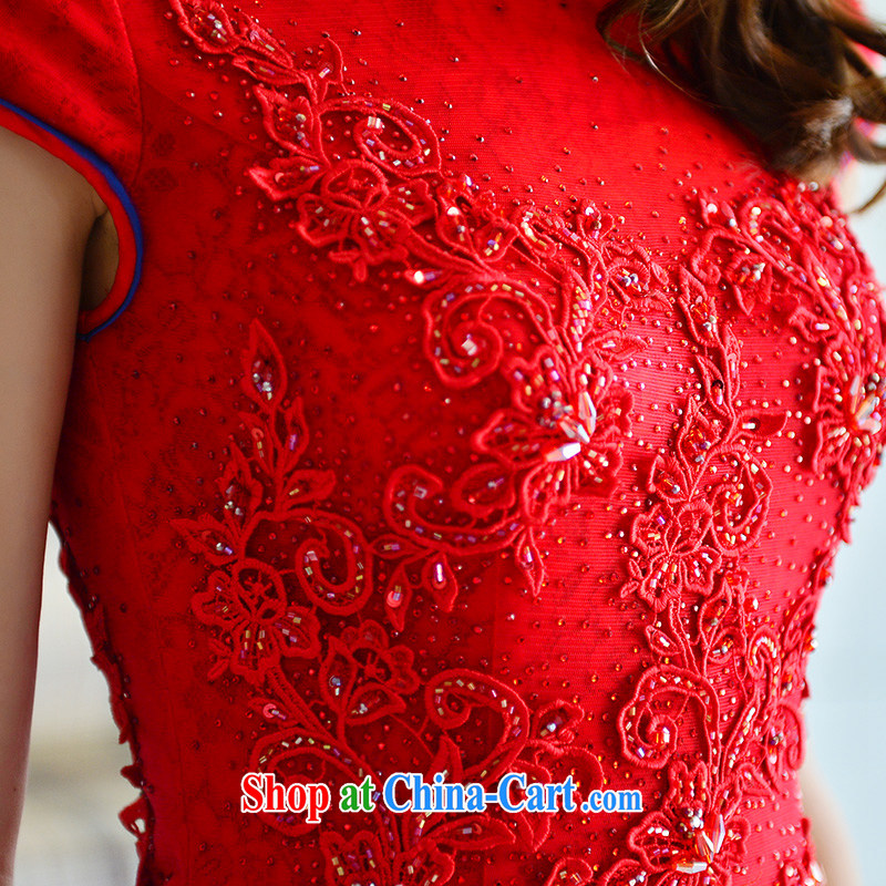 Full court, bridal cheongsam dress 2015 new winter, and for red packets and crowsfoot lace trailing long bows. Red Tail 30 CM 173 - M, garden, shopping on the Internet