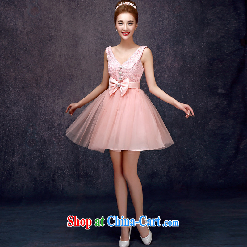 A good service is 2015 new summer sister's bridesmaid dress short skirt, small dress bridesmaid with pink pink 2 XL