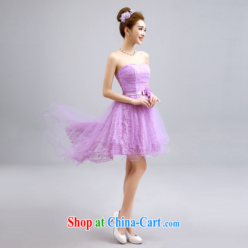 A service is a good summer 2015 new short bridesmaid's sister skirt small dress bridesmaid with evening dress purple F 06 - 606 Mary Magdalene chest with tail 2 XL