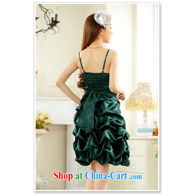 Constitution, 2015 new XL ladies' annual meeting Evening Dress your shoulders and feel the strap skirt the wrinkles show lantern skirt the small dress thick mm dress emerald green large XL 3 160 - 180 jack, constitution and clothing, and shopping on the I