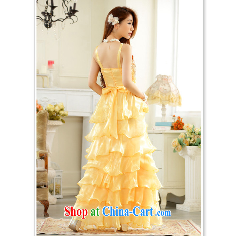 Constitution, 2015 evening the eyes show skirts night presided over the skirt with Princess skirt XL sexy straps long evening dress thick mm wedding dresses yellow large XL 3 160 - 180 jack, constitution and clothing, and shopping on the Internet