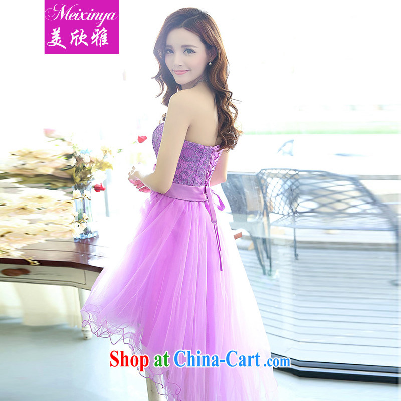 and the United States, welcoming 2015 new ladies short before long bridal loaded down wine dress dress wedding wedding dress 1520 purple XL