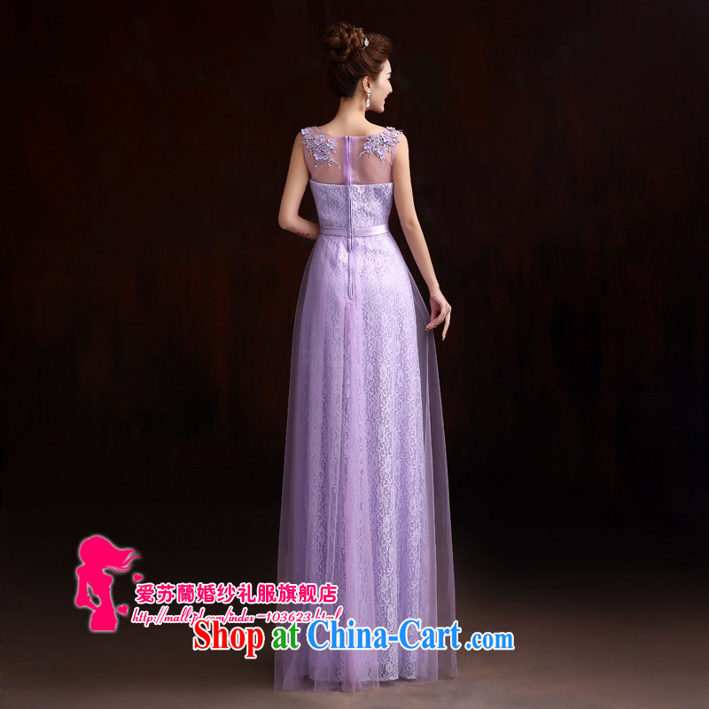 Sumptuous French style three-dimensional embroidery luxury Princess brides, Korean wedding dresses Evening Dress toast light purple S so Balaam, and shopping on the Internet