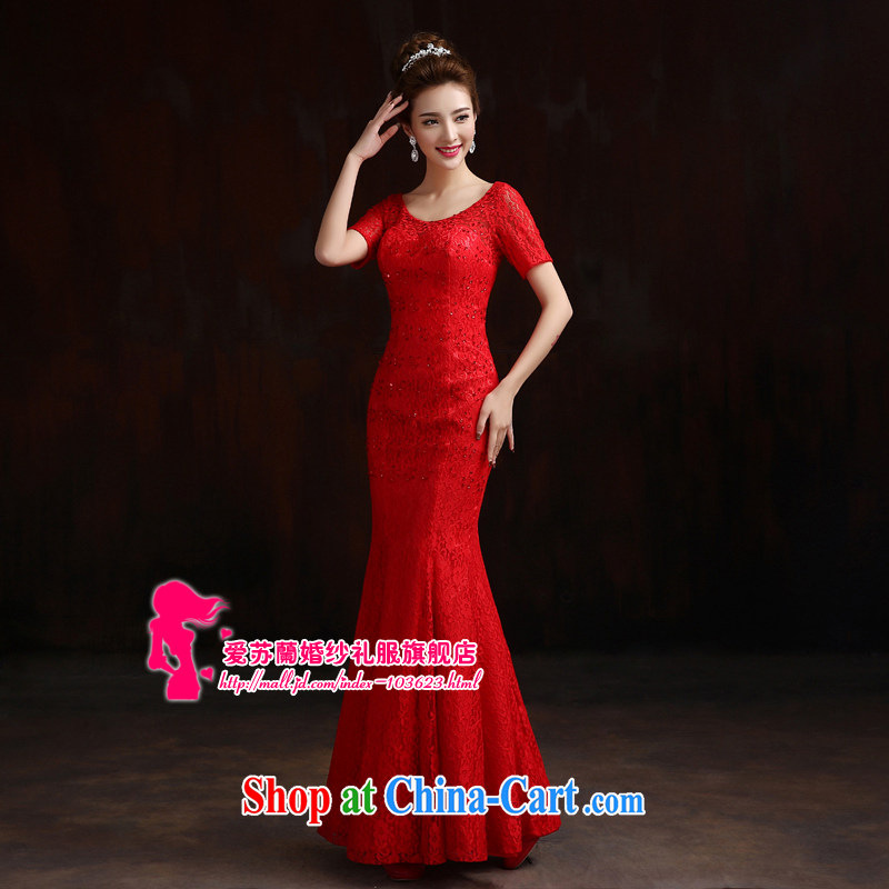 New bridal gown dresses the waist beauty at Merlion dress bows dress uniform performances back exposed video thin dress red XXL so Balaam, shopping on the Internet