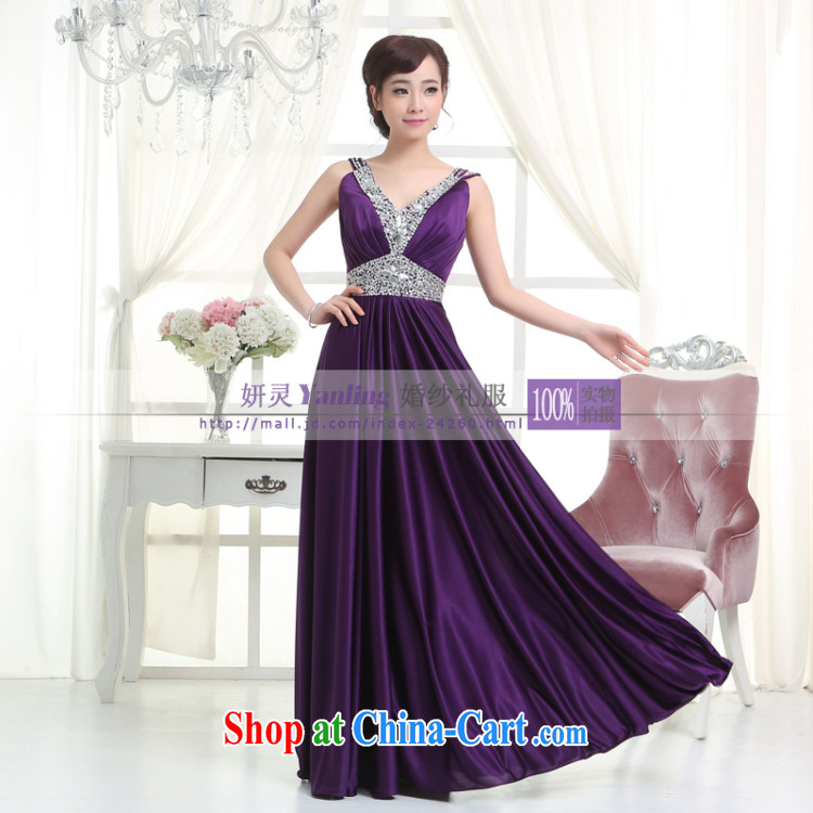 Her spirit/YANLING 2014 bridal gown new V collar strap long dress show clothing - 14,055 purple XXXXL pictures, price, brand platters! Elections are good character, the national distribution, so why buy now enjoy more preferential! Health