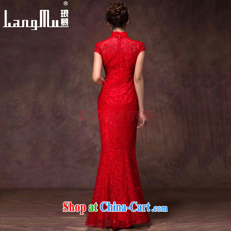 In Luang Prabang in 2015 OF NEW Bridal Fashion bows dress red dress long crowsfoot cultivating, for wedding dresses red advanced customization of Luang Prabang, shopping on the Internet